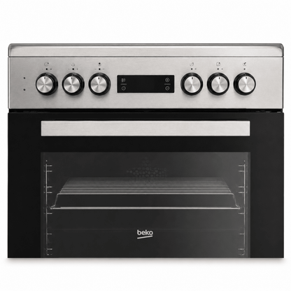 Beko FSM67320GXS Freestanding Electric Cooker | 72L Oven &amp; 4-Zone Ceramic Hob - Al Thahani Furniture