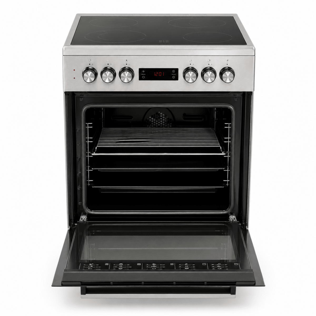 Beko FSM67320GXS Freestanding Electric Cooker | 72L Oven &amp; 4-Zone Ceramic Hob - Al Thahani Furniture