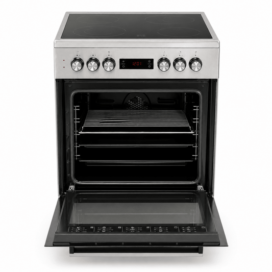 Beko FSM67320GXS Freestanding Electric Cooker | 72L Oven &amp; 4-Zone Ceramic Hob - Al Thahani Furniture