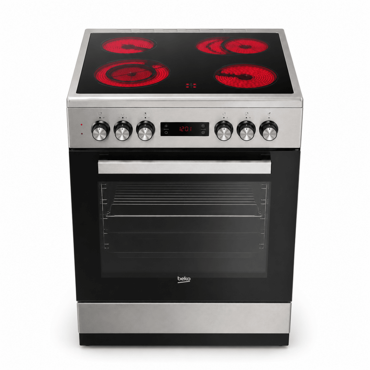 Beko FSM67320GXS Freestanding Electric Cooker | 72L Oven &amp; 4-Zone Ceramic Hob - Al Thahani Furniture