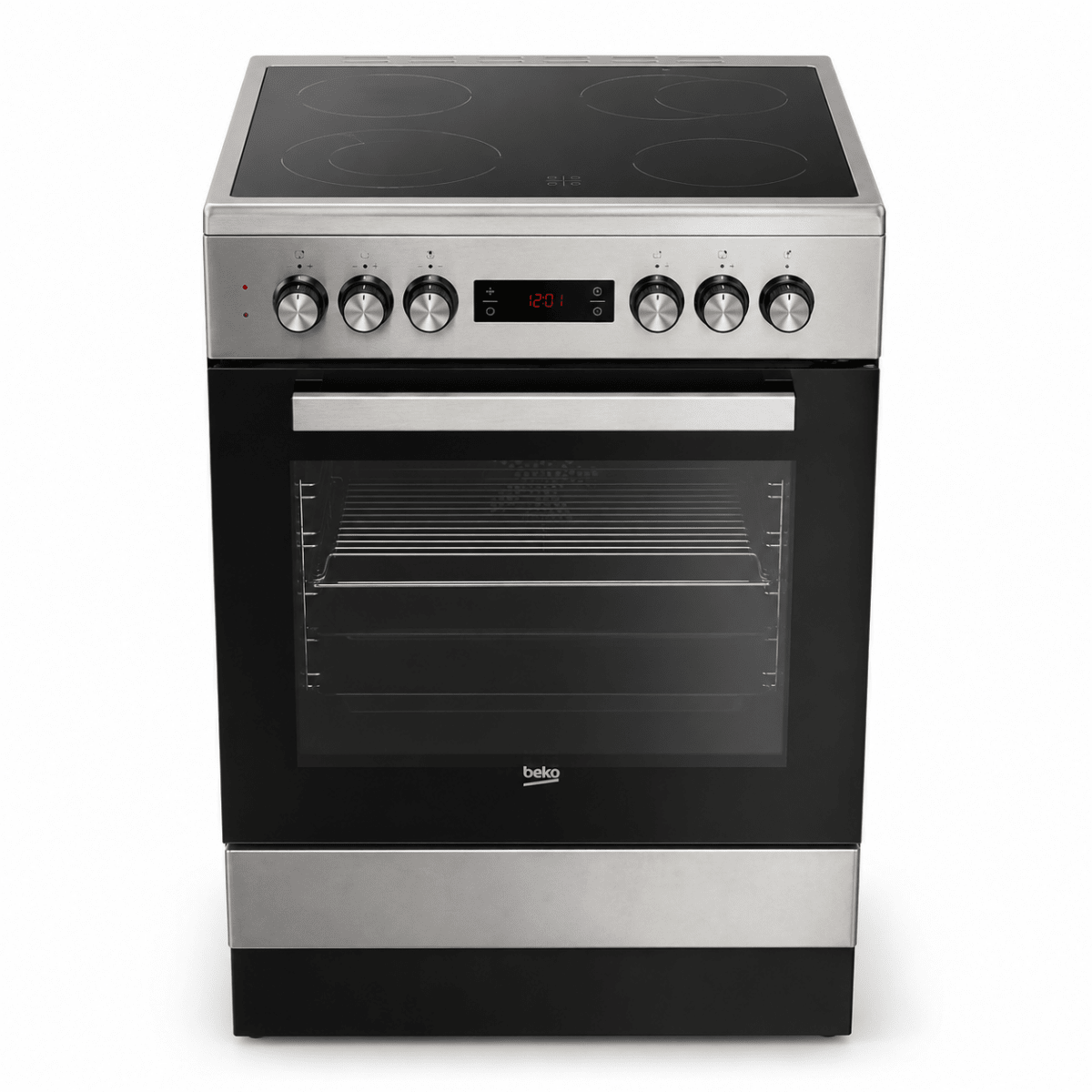 Beko FSM67320GXS Freestanding Electric Cooker | 72L Oven &amp; 4-Zone Ceramic Hob - Al Thahani Furniture