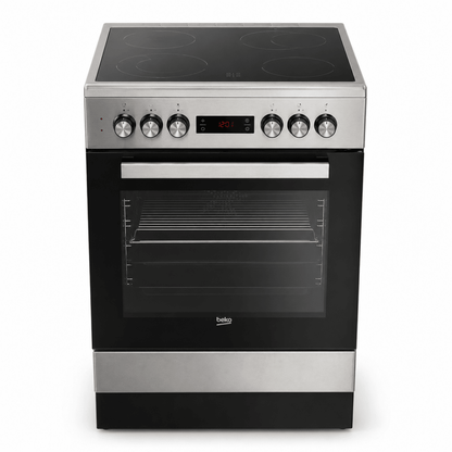Beko FSM67320GXS Freestanding Electric Cooker | 72L Oven &amp; 4-Zone Ceramic Hob - Al Thahani Furniture