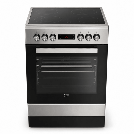 Beko FSM67320GXS Freestanding Electric Cooker | 72L Oven &amp; 4-Zone Ceramic Hob - Al Thahani Furniture