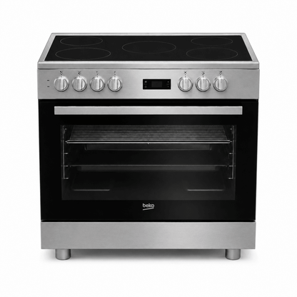 Beko GM 17300 GX NS 90cm 5-Zone Ceramic Electric Cooker – Stainless Steel - Al Thahani Furniture