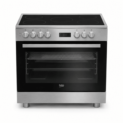 Beko GM 17300 GX NS 90cm 5-Zone Ceramic Electric Cooker – Stainless Steel - Al Thahani Furniture