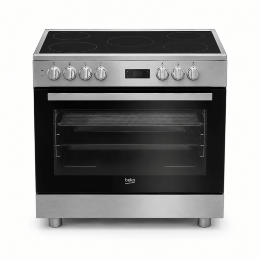 Beko GM 17300 GX NS 90cm 5-Zone Ceramic Electric Cooker – Stainless Steel - Al Thahani Furniture