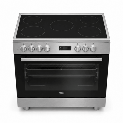 Beko GM 17300 GX NS 90cm 5-Zone Ceramic Electric Cooker – Stainless Steel - Al Thahani Furniture