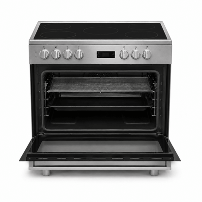 Beko GM 17300 GX NS 90cm 5-Zone Ceramic Electric Cooker – Stainless Steel - Al Thahani Furniture