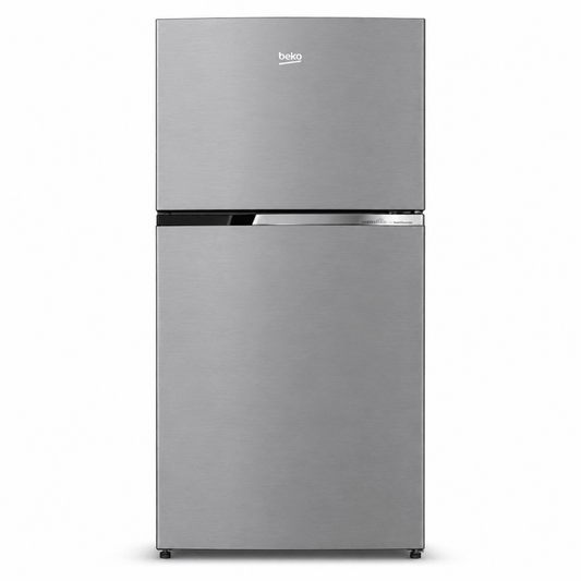 Beko RDNT401XS 409L Top-Mount Refrigerator – Brushed Silver - Al Thahani Furniture
