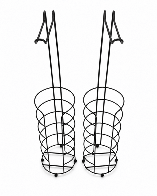 Black Metal Hanging Bottle Holder Basket (Set of 2) - Al Thahani Furniture