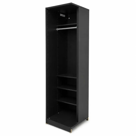 Black Storage Cabinet/Wardrobe | Hanging Rail & Adjustable Shelves - used 5 months - Al Thahani Furniture