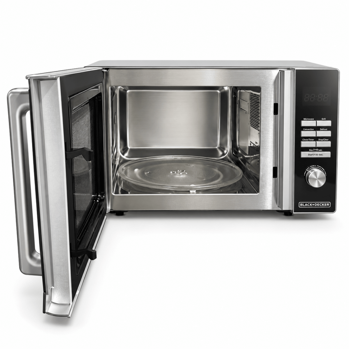 BLACK+DECKER 30L Microwave Oven with Grill – MZ30PGSS – Silver Mirror Finish - Al Thahani Furniture