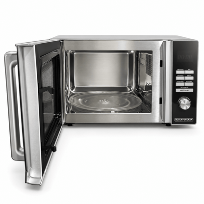 BLACK+DECKER 30L Microwave Oven with Grill – MZ30PGSS – Silver Mirror Finish - Al Thahani Furniture