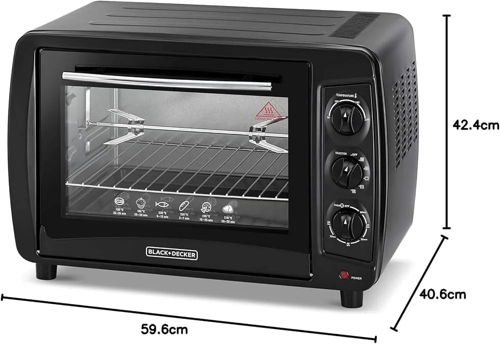 Black+Decker 45L Double Glass Toaster Oven | 1800W | Rotisserie, Bake, Broil | Black - althahanifurniture