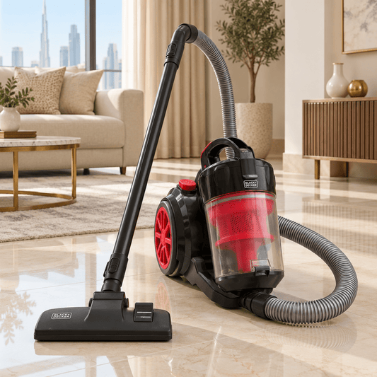 BLACK+DECKER VM1680 1600W Multicyclonic Bagless Vacuum Cleaner – Black & Red - Al Thahani Furniture