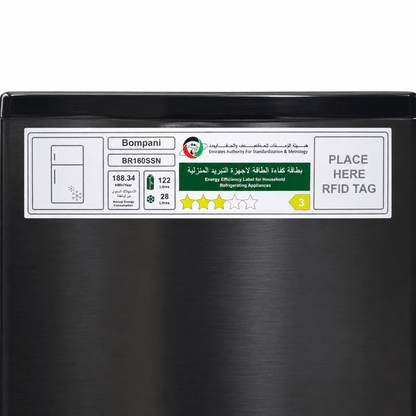 Bompani BR180SSN 150L Single-Door Refrigerator with Top Freezer – Dark Stainless Steel - Al Thahani Furniture