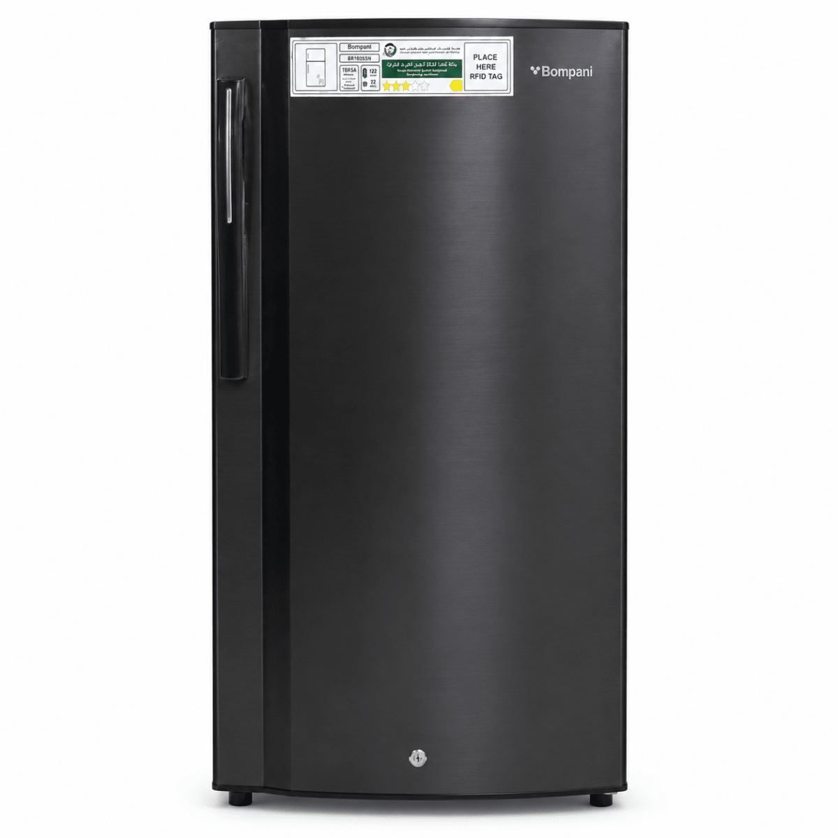 Bompani BR180SSN 150L Single-Door Refrigerator with Top Freezer – Dark Stainless Steel - Al Thahani Furniture