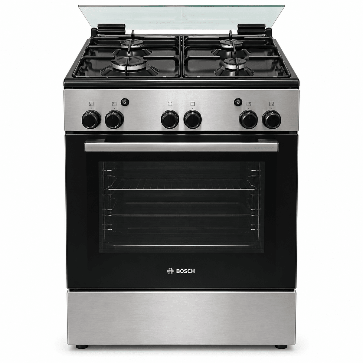 Bosch 4-Burner Freestanding Gas Cooker with Oven – Stainless Steel – 60 × 60 cm - Al Thahani Furniture