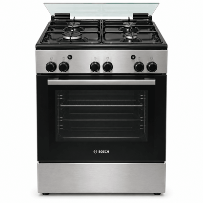 Bosch 4-Burner Freestanding Gas Cooker with Oven – Stainless Steel – 60 × 60 cm - Al Thahani Furniture