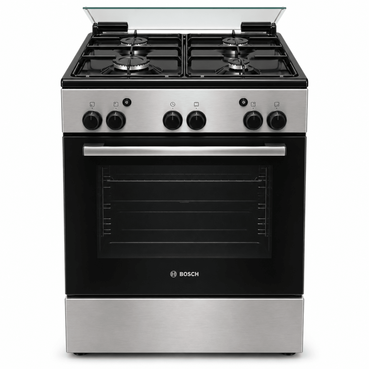 Bosch 4-Burner Freestanding Gas Cooker with Oven – Stainless Steel – 60 × 60 cm - Al Thahani Furniture
