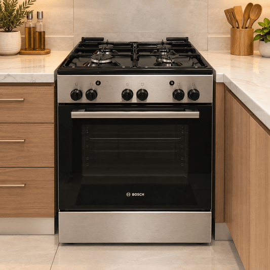 Bosch 4-Burner Freestanding Gas Cooker with Oven – Stainless Steel – 60 × 60 cm - Al Thahani Furniture