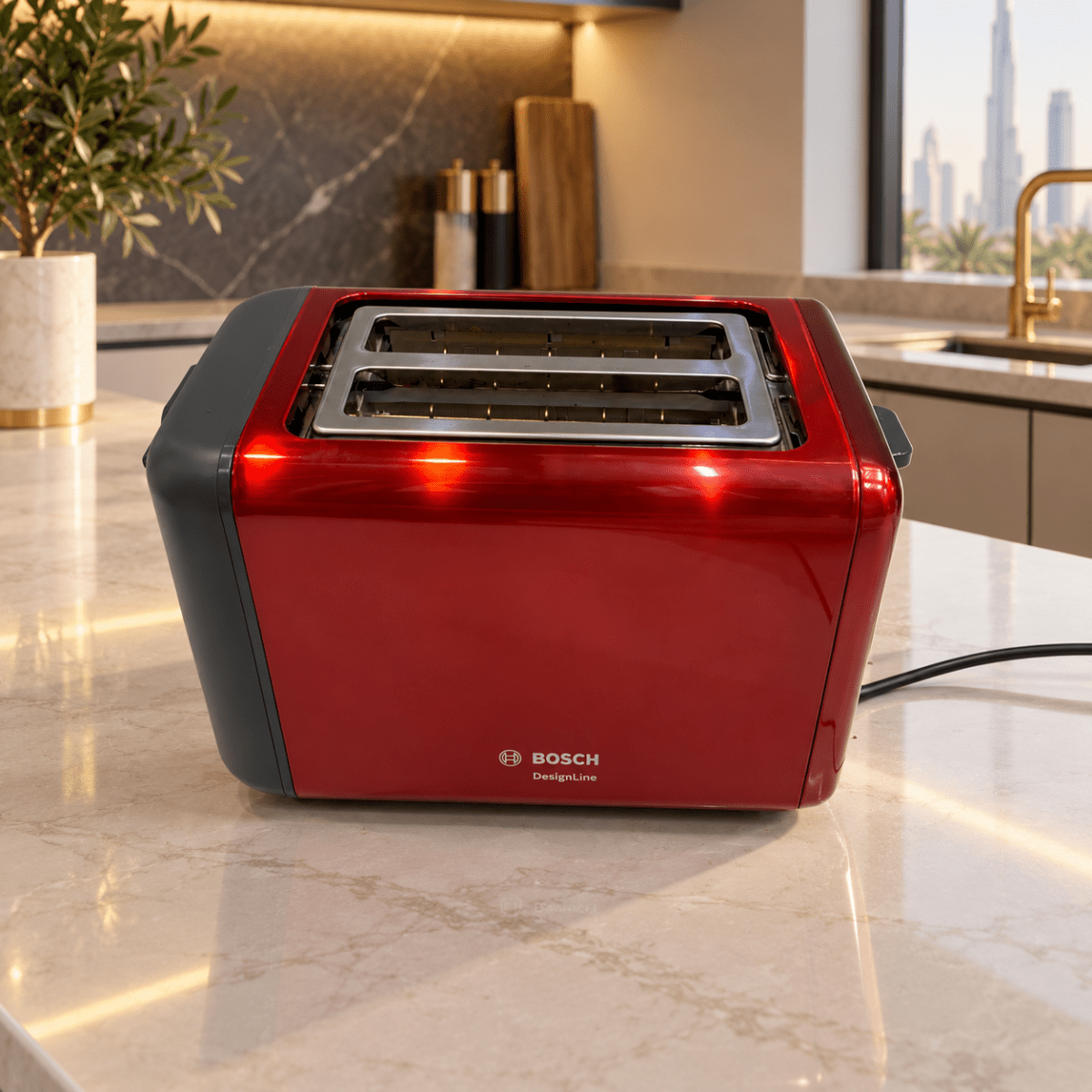 Bosch DesignLine 2-Slice Toaster TAT3P424GB – Deep Red Crystal - Al Thahani Furniture