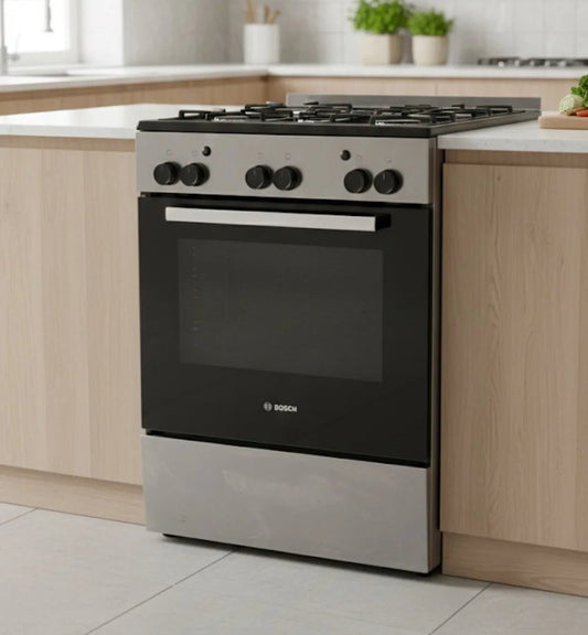 Bosch Serie 2 Freestanding Gas Cooker | 4 Burners | Full Flame Safety | Stainless Steel - althahanifurniture