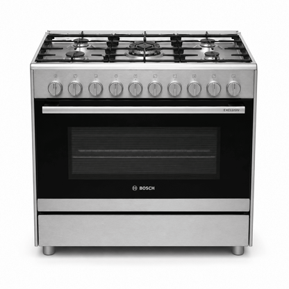 Bosch Serie 2 HSG736355M 5-Burner Gas Range Cooker – 90 cm – Stainless Steel - Al Thahani Furniture
