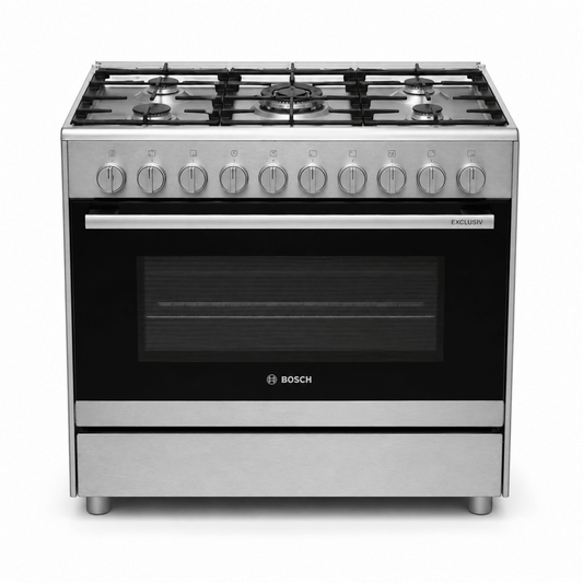Bosch Serie 2 HSG736355M 5-Burner Gas Range Cooker – 90 cm – Stainless Steel - Al Thahani Furniture