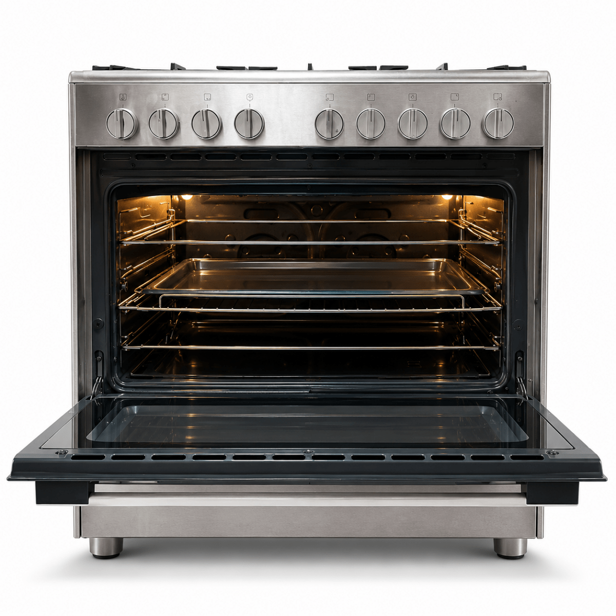 Bosch Serie 2 HSG736355M 5-Burner Gas Range Cooker – 90 cm – Stainless Steel - Al Thahani Furniture