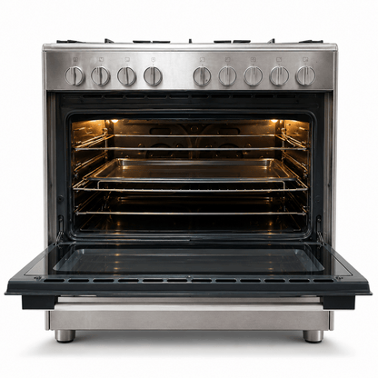 Bosch Serie 2 HSG736355M 5-Burner Gas Range Cooker – 90 cm – Stainless Steel - Al Thahani Furniture