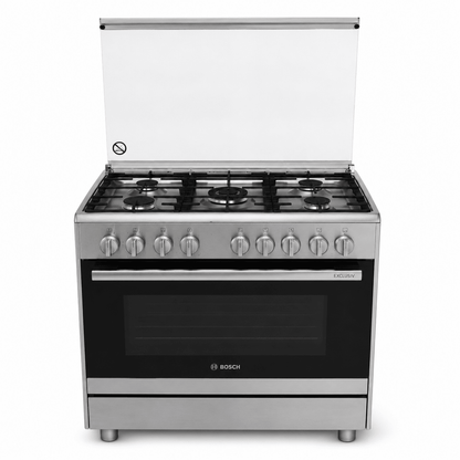 Bosch Serie 2 HSG736355M 5-Burner Gas Range Cooker – 90 cm – Stainless Steel - Al Thahani Furniture