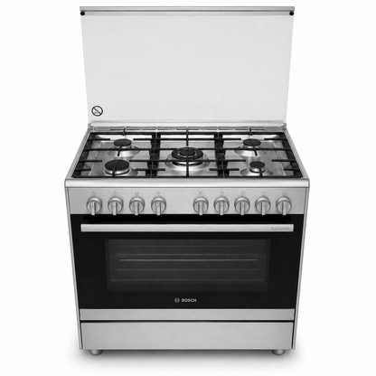Bosch Serie 2 HSG736355M 5-Burner Gas Range Cooker – 90 cm – Stainless Steel - Al Thahani Furniture