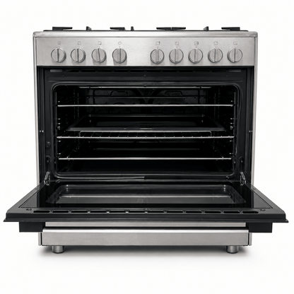 Bosch Serie 2 HSG736355M 5-Burner Gas Range Cooker – 90 cm – Stainless Steel - Al Thahani Furniture