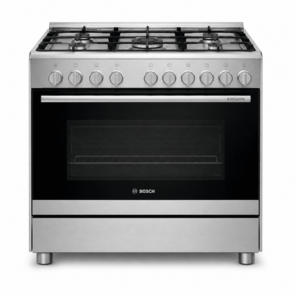 Bosch Serie 2 HSG736355M 5-Burner Gas Range Cooker – 90 cm – Stainless Steel - Al Thahani Furniture