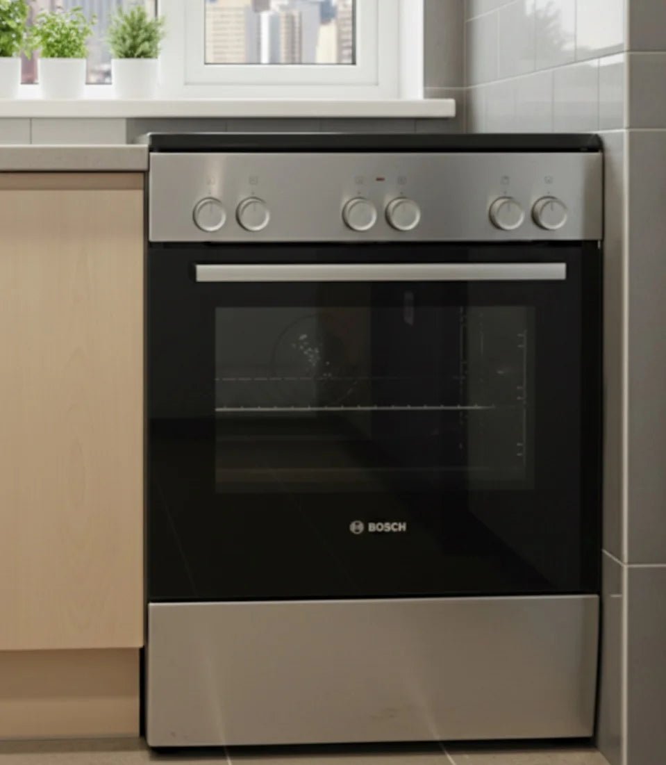 Bosch Series 2 Freestanding Electric Cooker | Ceramic Hob | 66L Oven | 6 Heating Methods | Stainless Steel - althahanifurniture