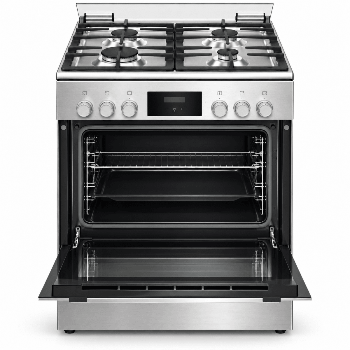 Bosch Series 4 HXQ38AE50M 60cm Dual-Fuel Cooker – 4 Gas Burners & 66L Electric Oven – Stainless Steel - Al Thahani Furniture