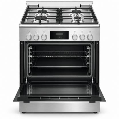 Bosch Series 4 HXQ38AE50M 60cm Dual-Fuel Cooker – 4 Gas Burners & 66L Electric Oven – Stainless Steel - Al Thahani Furniture
