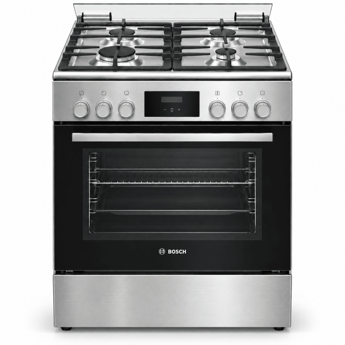 Bosch Series 4 HXQ38AE50M 60cm Dual-Fuel Cooker – 4 Gas Burners & 66L Electric Oven – Stainless Steel - Al Thahani Furniture