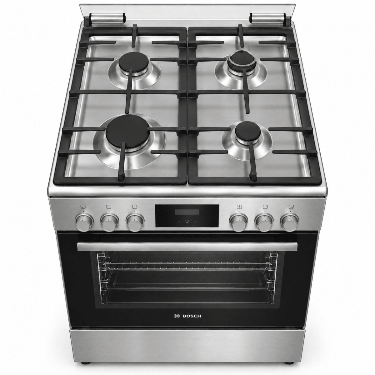 Bosch Series 4 HXQ38AE50M 60cm Dual-Fuel Cooker – 4 Gas Burners & 66L Electric Oven – Stainless Steel - Al Thahani Furniture