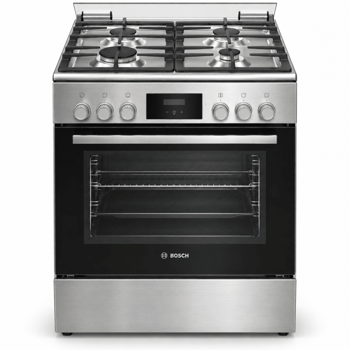 Bosch Series 4 HXQ38AE50M 60cm Dual-Fuel Cooker – 4 Gas Burners & 66L Electric Oven – Stainless Steel - Al Thahani Furniture