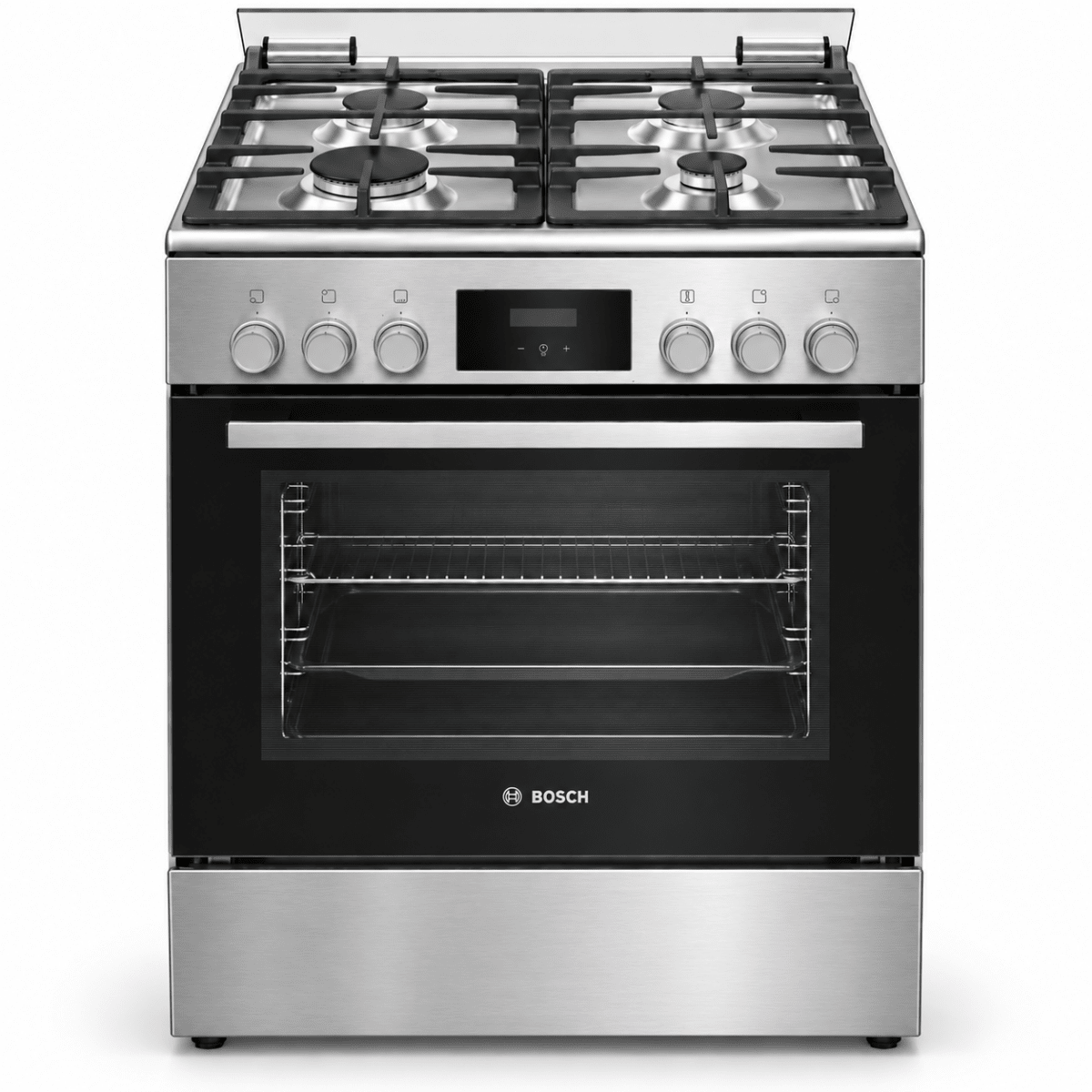 Bosch Series 4 HXQ38AE50M 60cm Dual-Fuel Cooker – 4 Gas Burners & 66L Electric Oven – Stainless Steel - Al Thahani Furniture