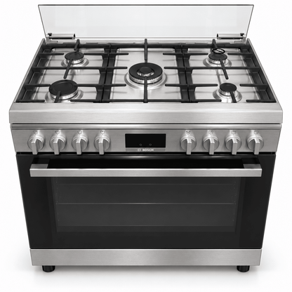 Bosch Series 6 90cm 5-Burner Gas Cooker with 125L Oven – HGW3ASQ50M – Stainless Steel - Al Thahani Furniture