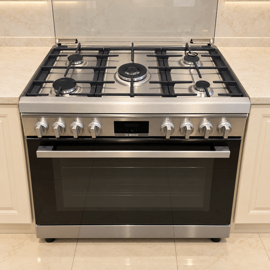 Bosch Series 6 90cm 5-Burner Gas Cooker with 125L Oven – HGW3ASQ50M – Stainless Steel - Al Thahani Furniture