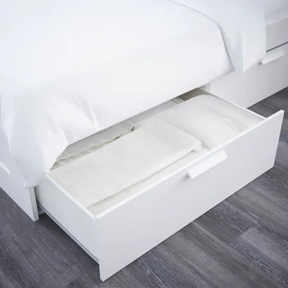 IKEA BRIMNES King Bed Frame with Storage & Headboard | White, 180x200 cm - used 7 months