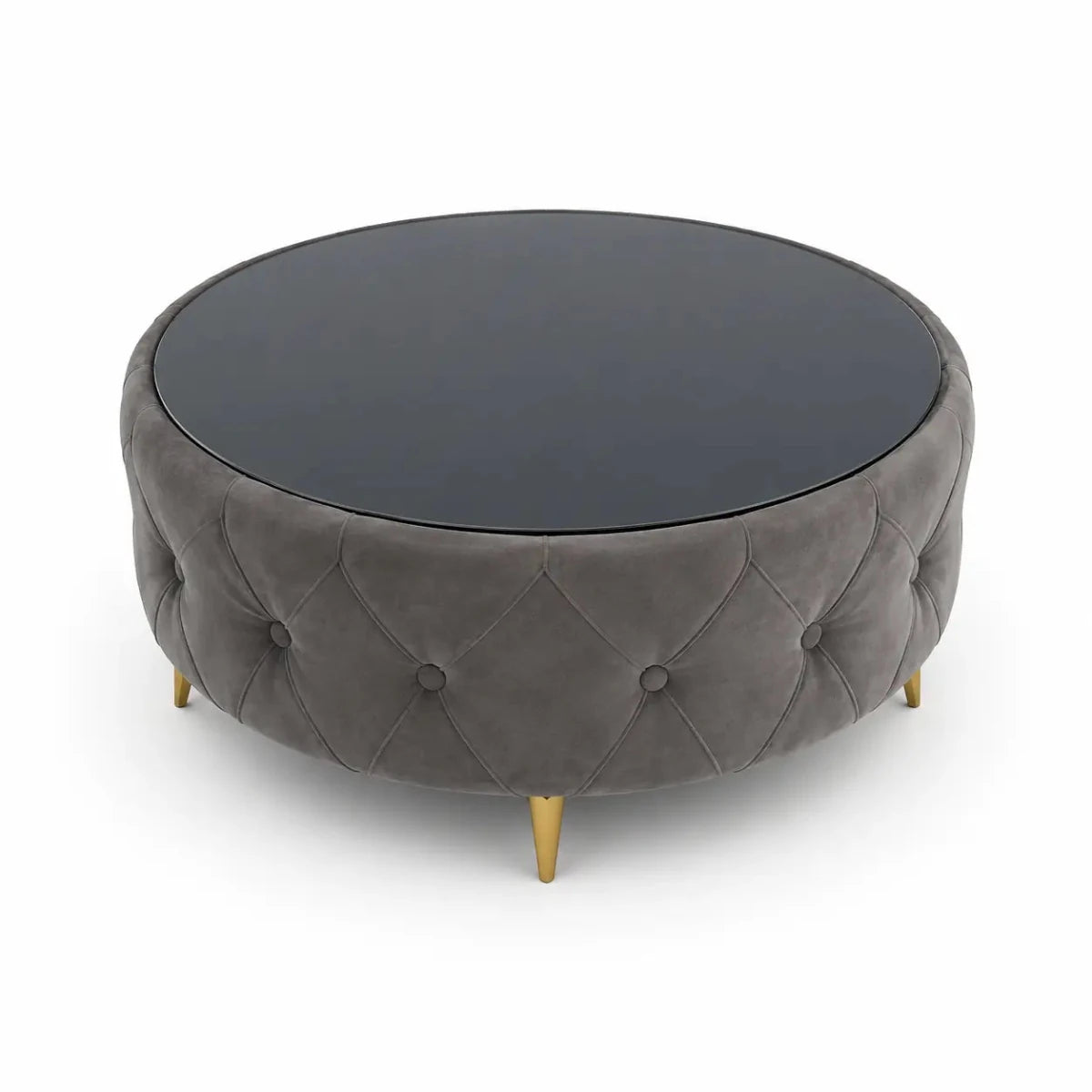 Christopher Knight Home Ivy Glam Velvet & Glass Coffee Table Ottoman | Tufted - used 4 months - Al Thahani Furniture