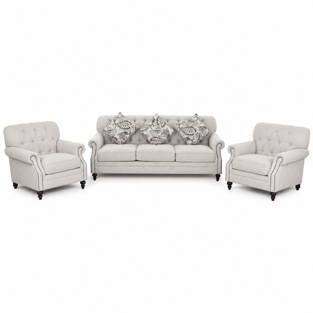 Classic 5-Seater 3+1+1 Tufted Fabric Sofa Set – Beige - Al Thahani Furniture
