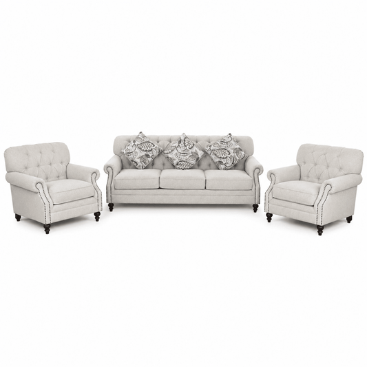 Classic 5-Seater 3+1+1 Tufted Fabric Sofa Set – Beige - Al Thahani Furniture