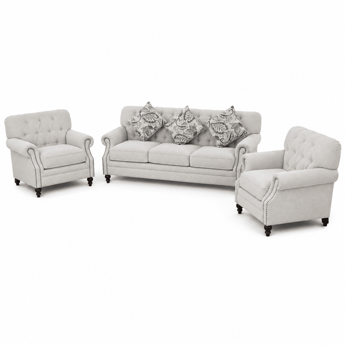 Classic 5-Seater 3+1+1 Tufted Fabric Sofa Set – Beige - Al Thahani Furniture
