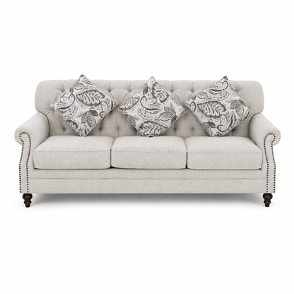Classic 5-Seater 3+1+1 Tufted Fabric Sofa Set – Beige - Al Thahani Furniture